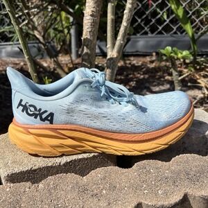 Hoka One Clifton 8 Running Shoes Blue/Orange Woman's Size 9B